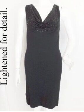 TOMMY BAHAMA Dress, XS, Black, Studded Drape Neck, Sleeveless, Jersey